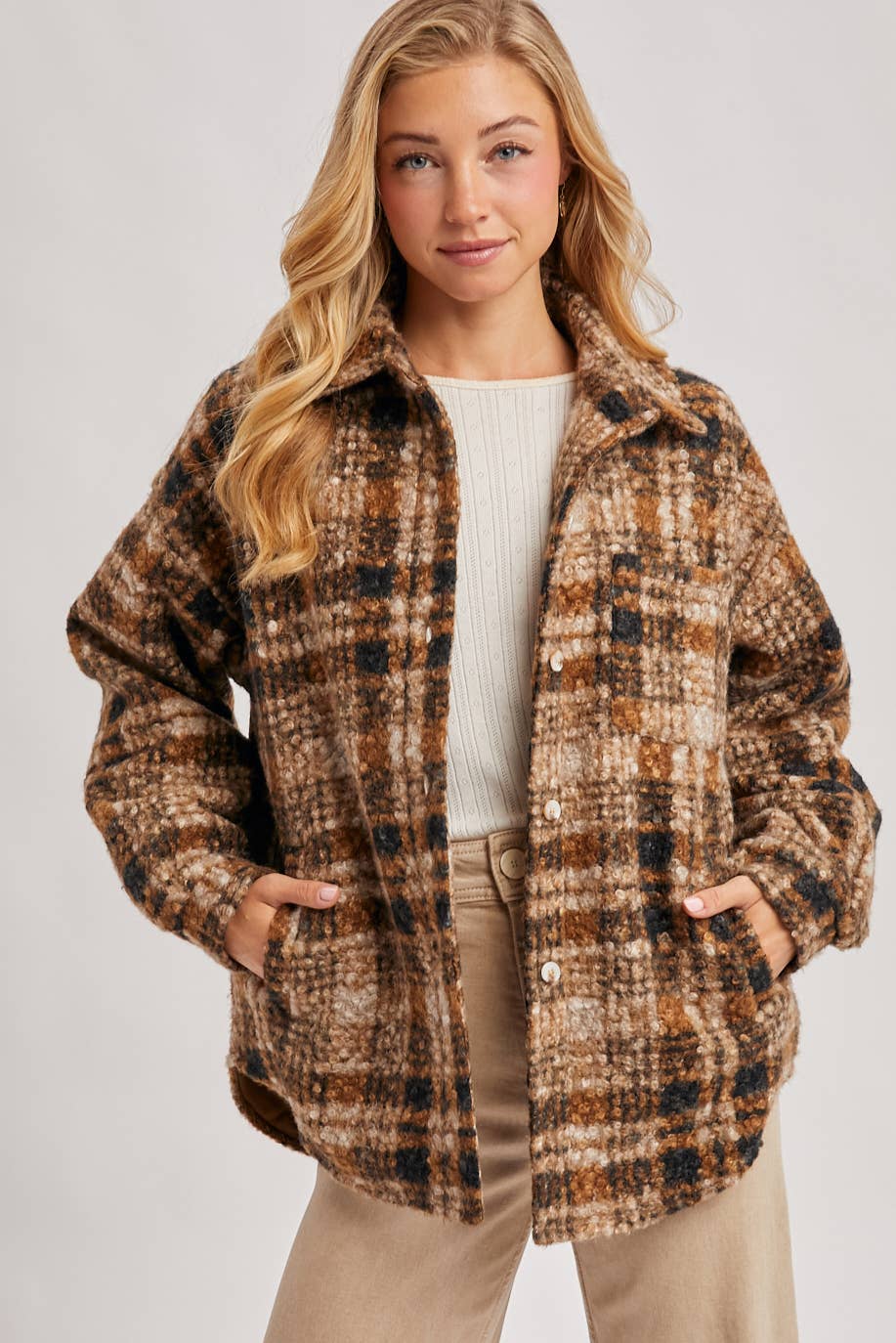 The Oakley Plaid Bouclé Shacket