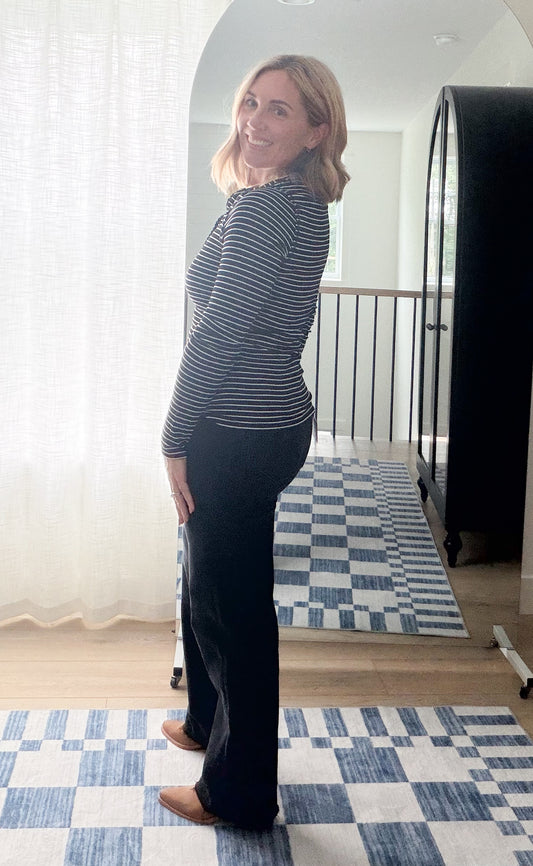 The Lace Trim Striped Henley
