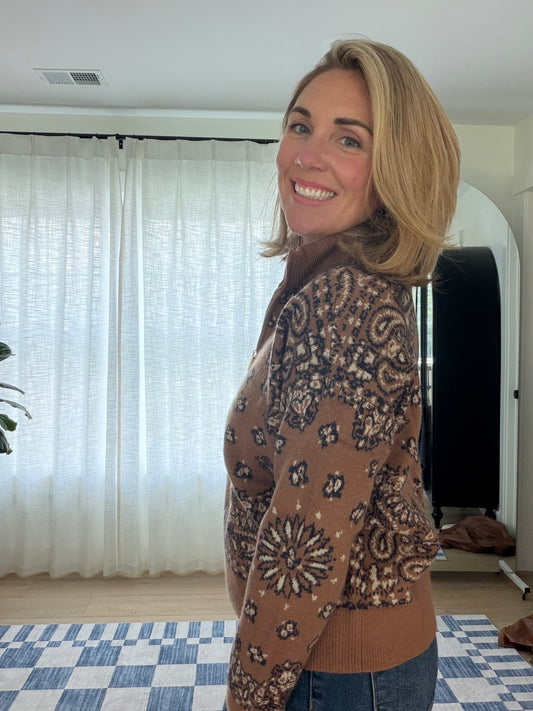 The Rowan Bandana Print Sweater