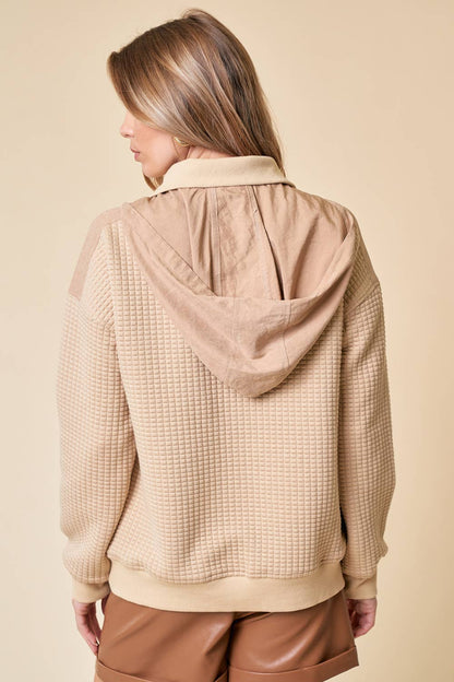 Faux Layer Waffle Knit Pullover