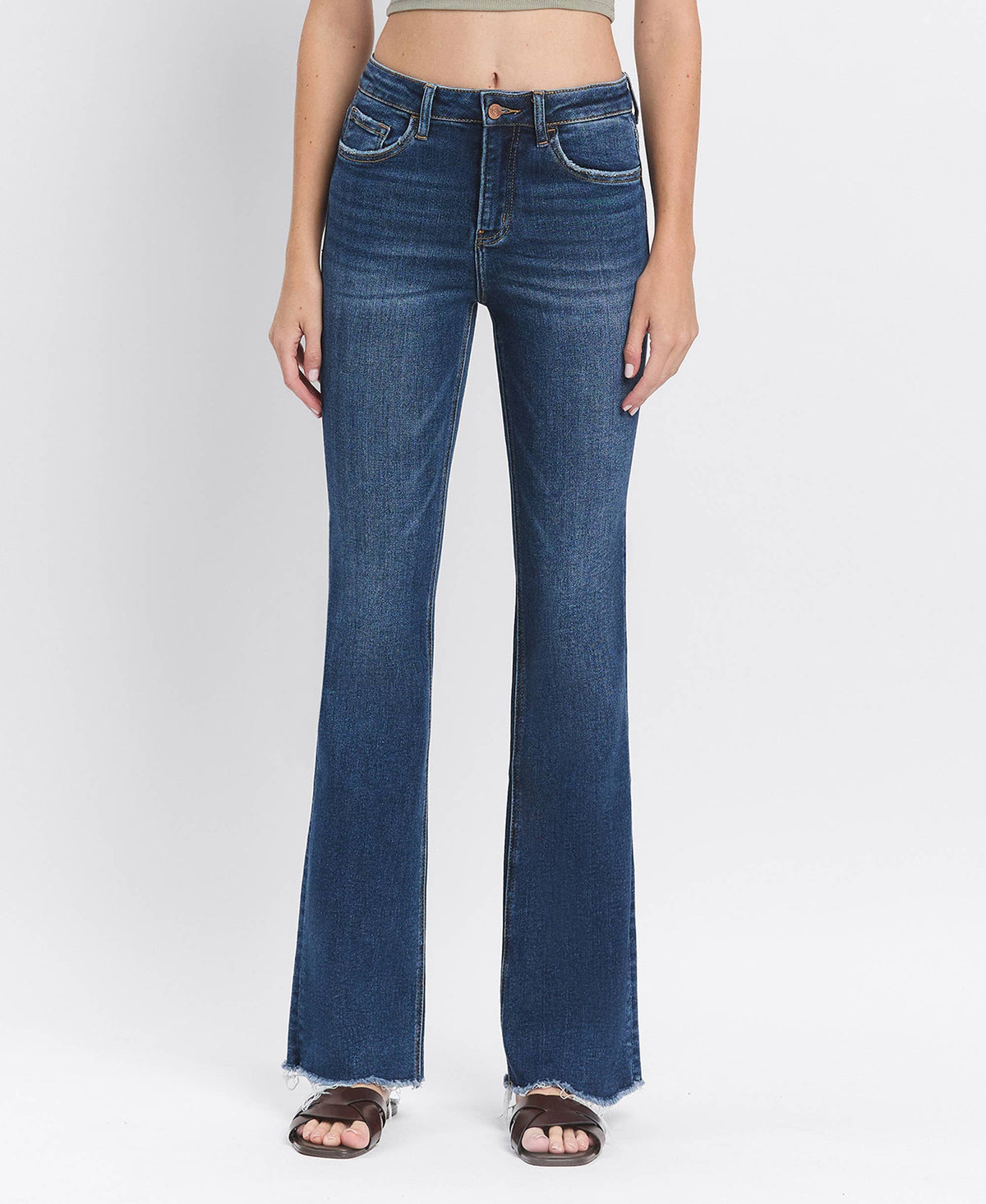 The Avery High Rise Raw Hem Bootcut Jeans