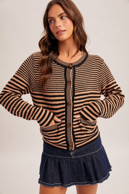 Classic Stripe Button Cardigan