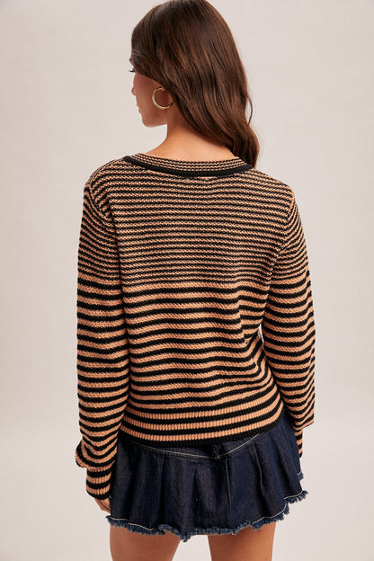 Classic Stripe Button Cardigan