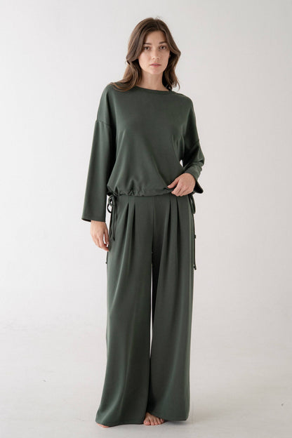 Luxe Pleated Wide Leg Lounge Pants