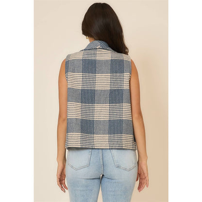Plaid Draped Vest