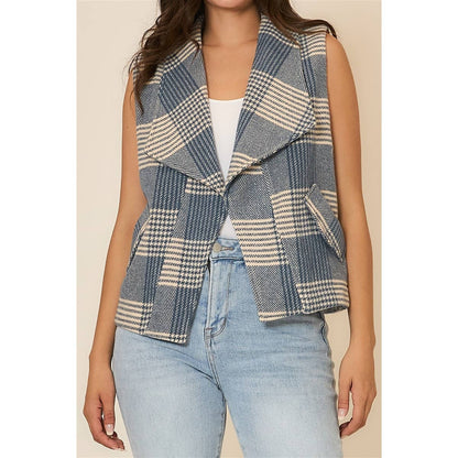 Plaid Draped Vest