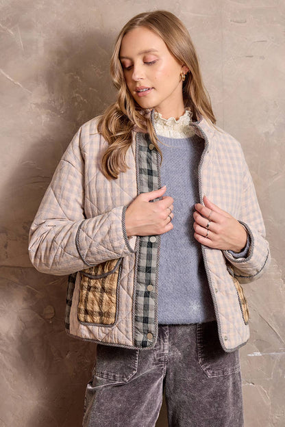 Mixed Plaid Quilted Jacket