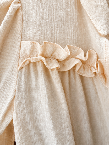 Textured Ruffle Button-Up Blouse