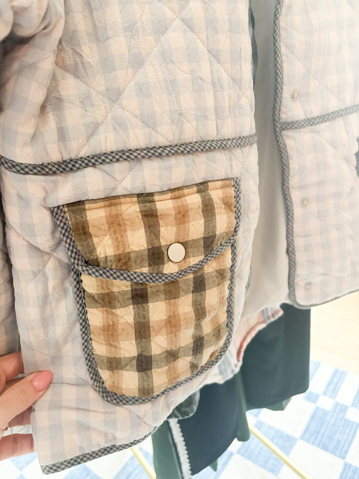 Mixed Plaid Quilted Jacket
