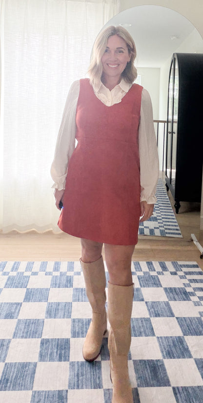 Rust Faux Suede Mini Dress