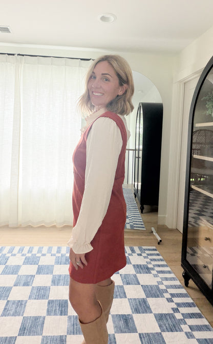 Rust Faux Suede Mini Dress