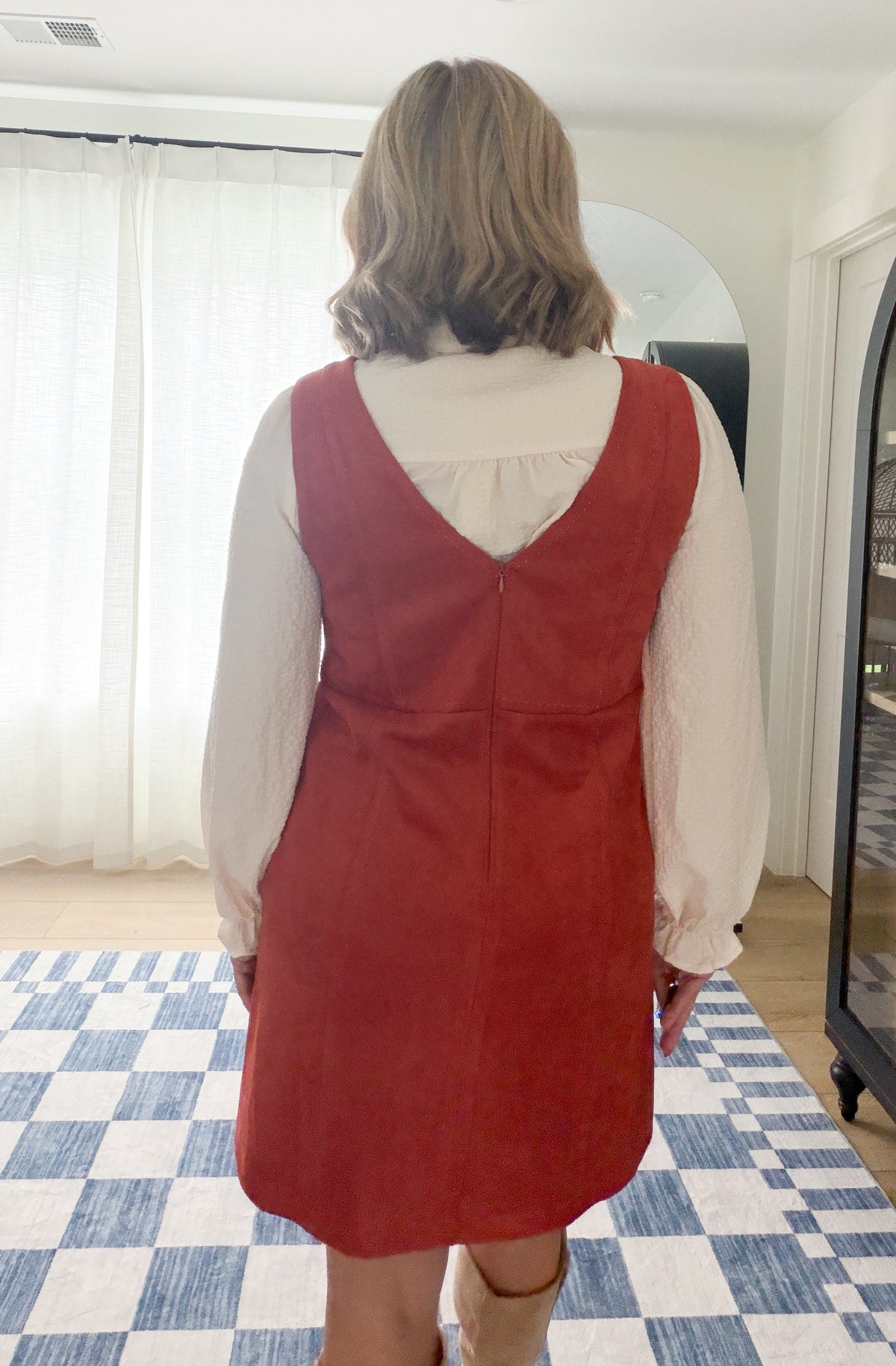 Rust Faux Suede Mini Dress
