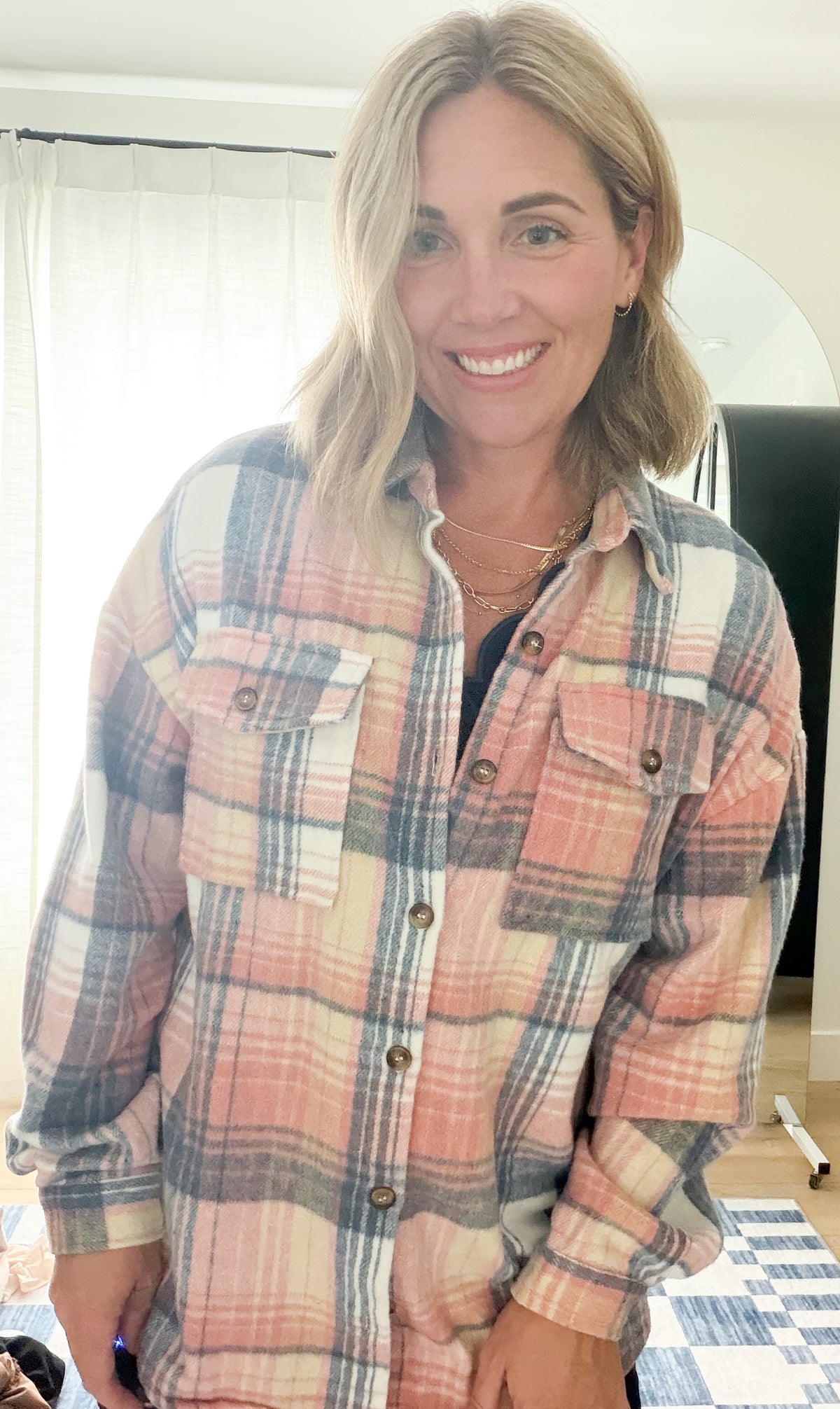 The Rose & Blue Plaid Shacket