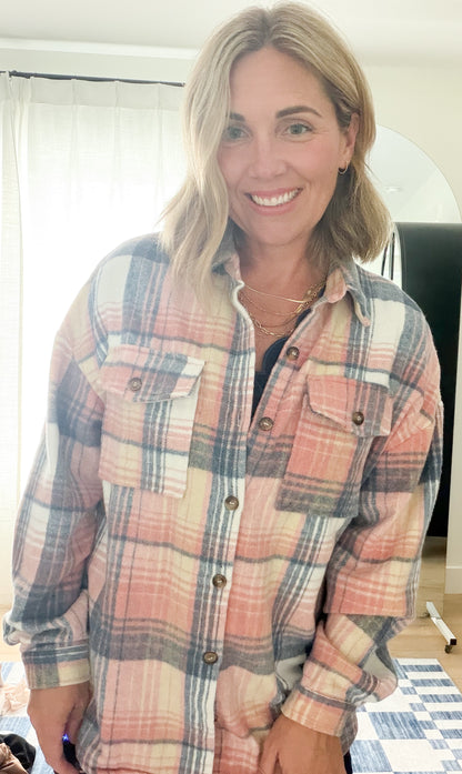 The Rose & Blue Plaid Shacket