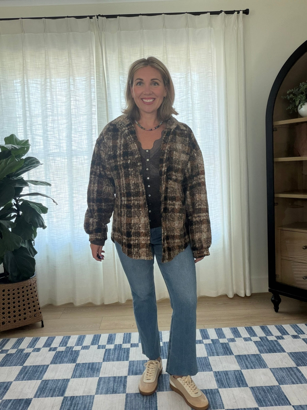 The Oakley Plaid Bouclé Shacket