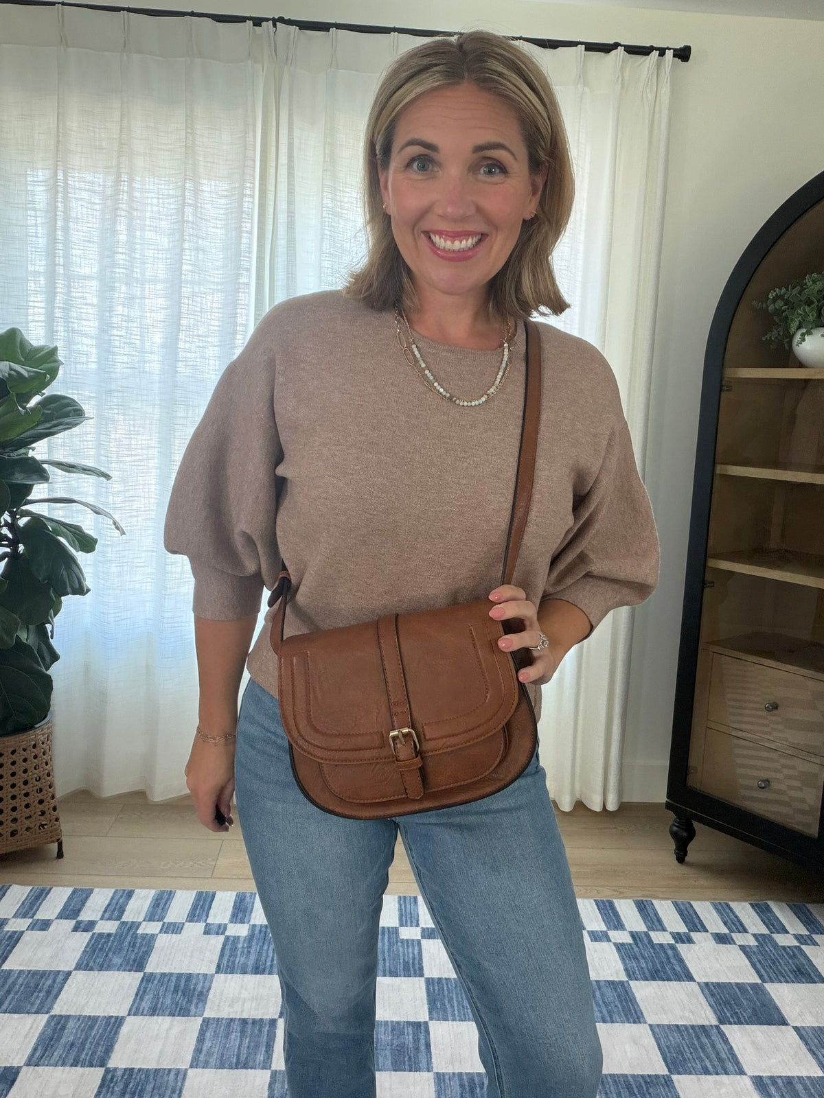 The Collins Cognac Saddle Crossbody