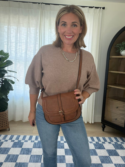 The Collins Cognac Saddle Crossbody