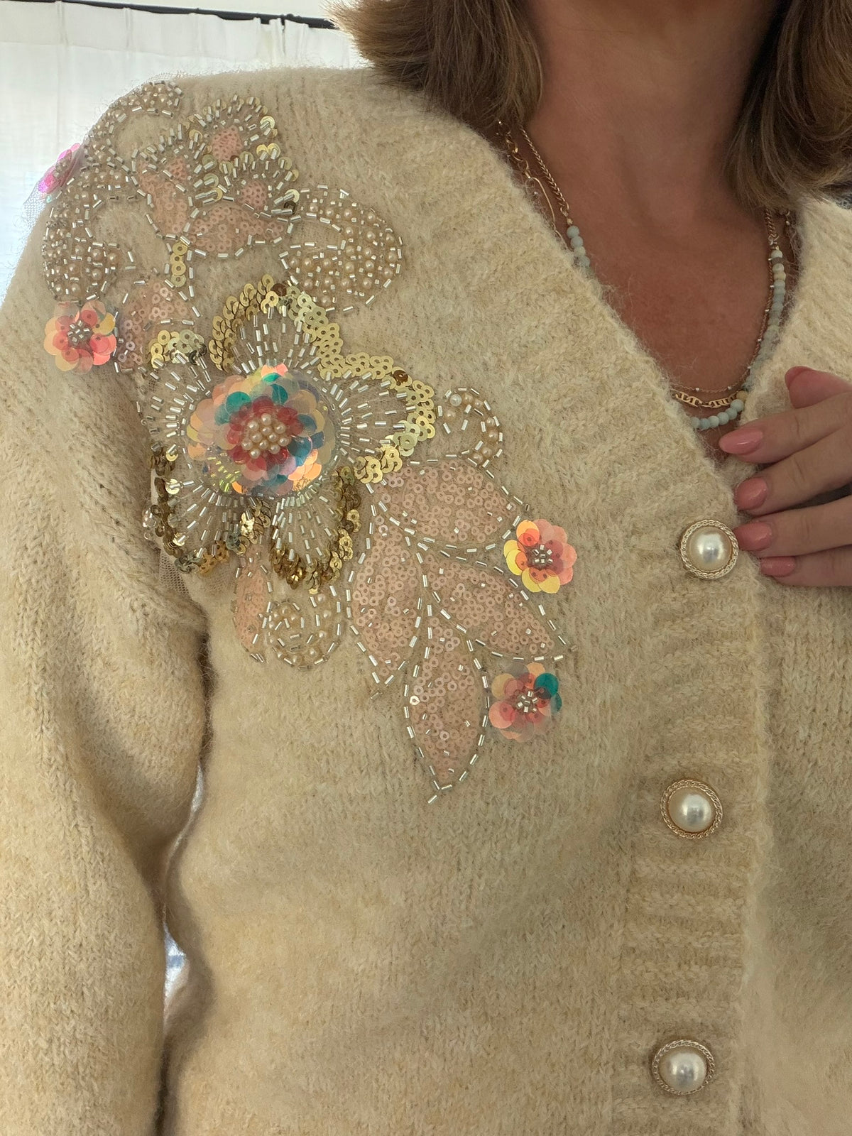 Embellished Floral Knit Cardigan