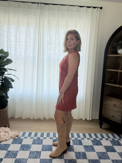 Rust Faux Suede Mini Dress