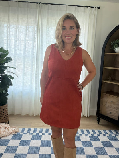 Rust Faux Suede Mini Dress