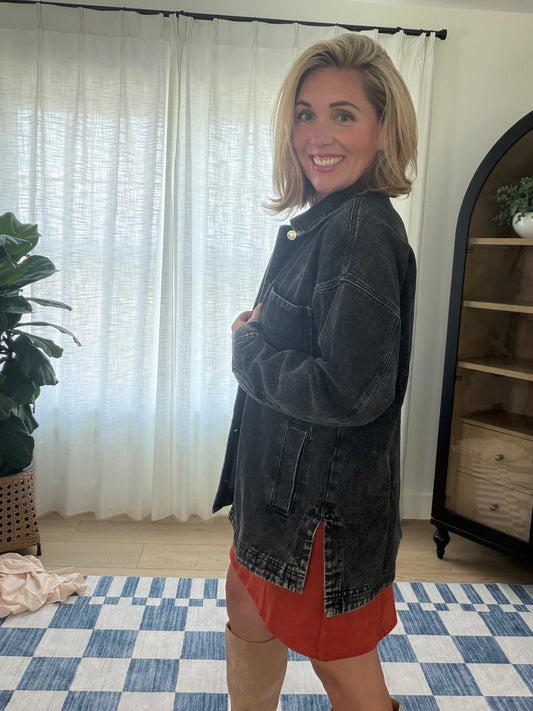 The Lennox Washed Black Denim Shacket