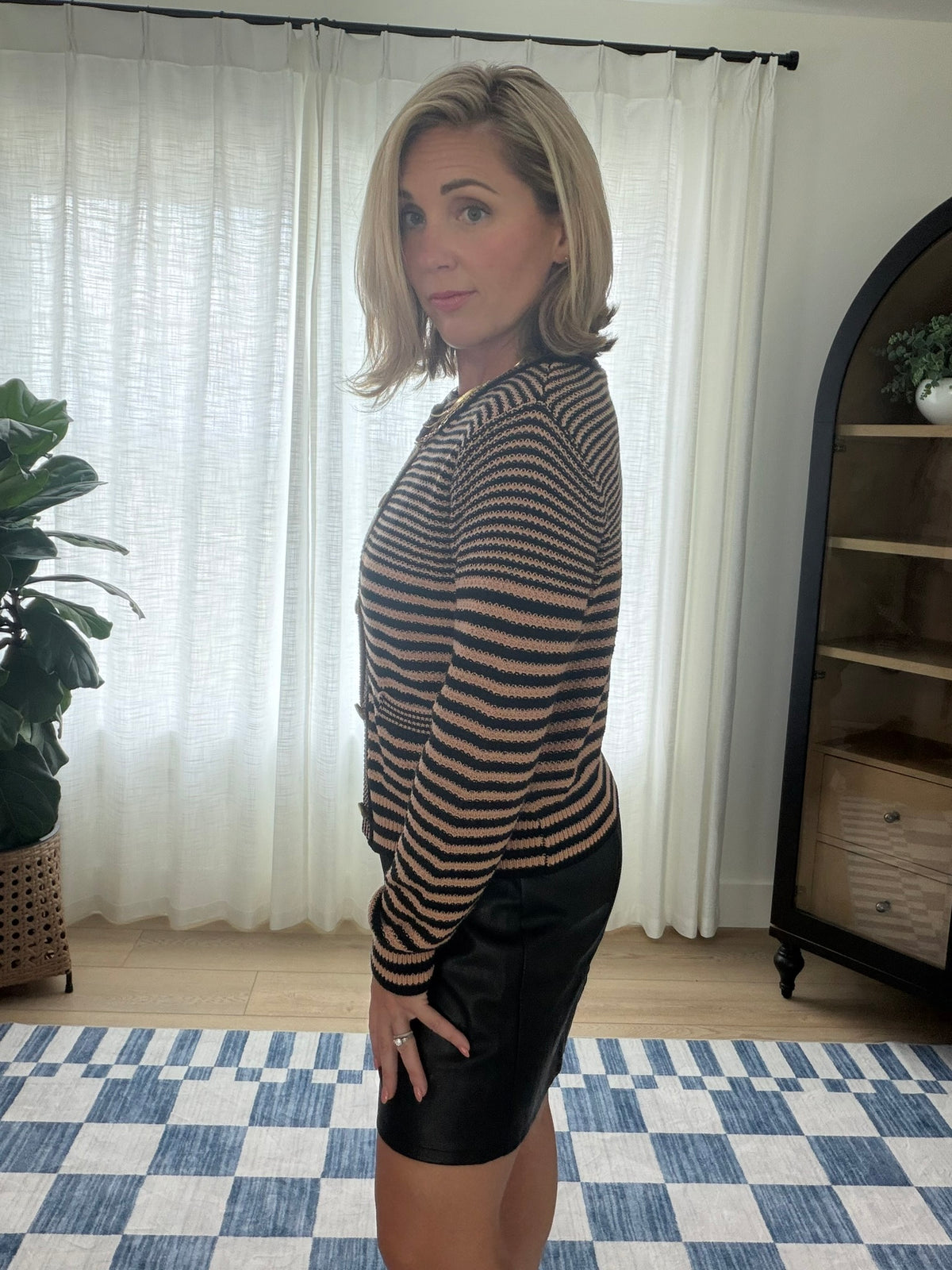 Classic Stripe Button Cardigan