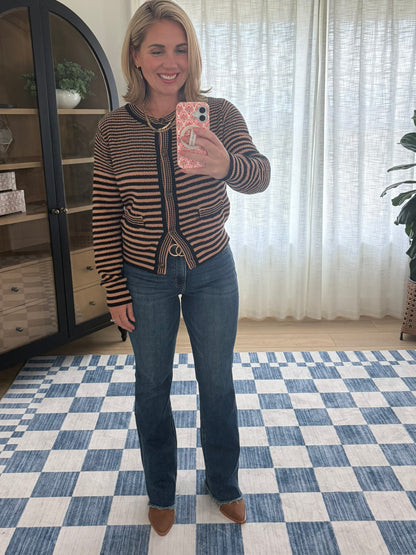 Classic Stripe Button Cardigan