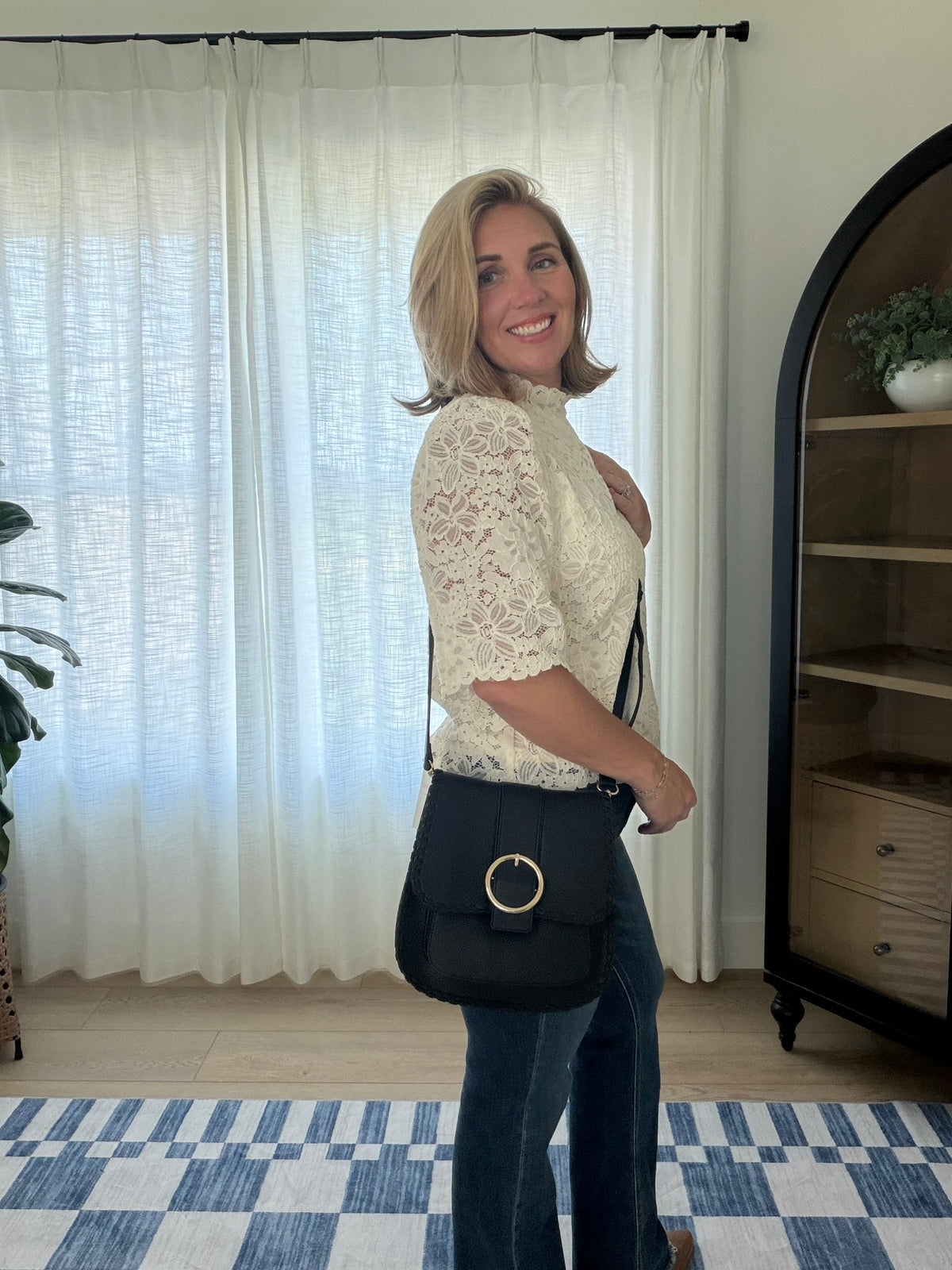 Floral Lace Mock Neck Top