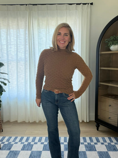 Brushed Floral Mock Neck Top