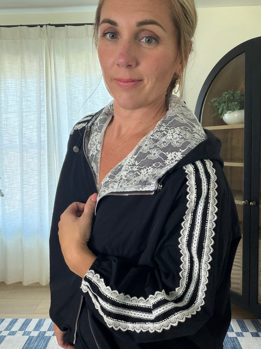 Lace Trim Zip Jacket