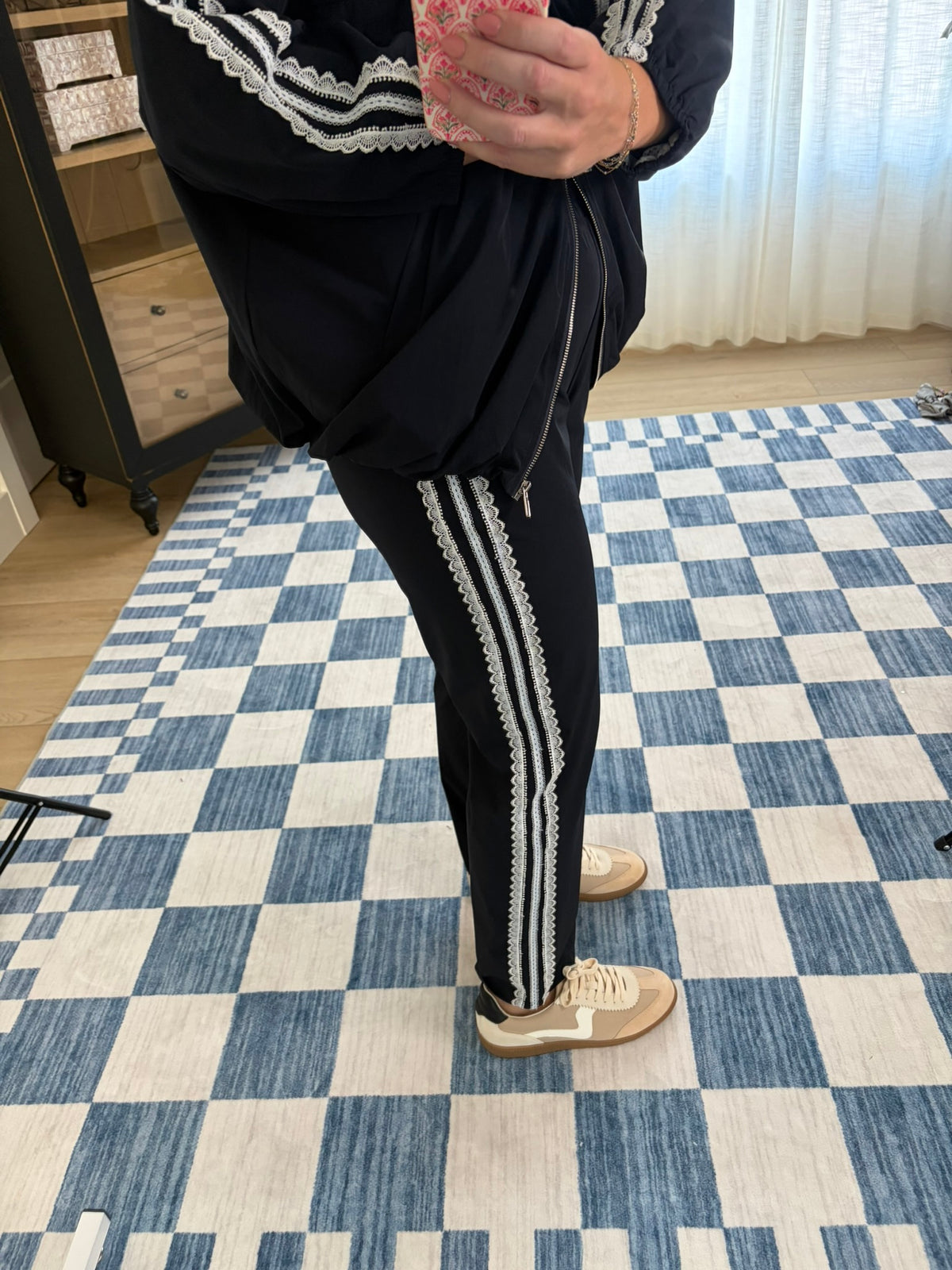 Lace Trim Track Pants
