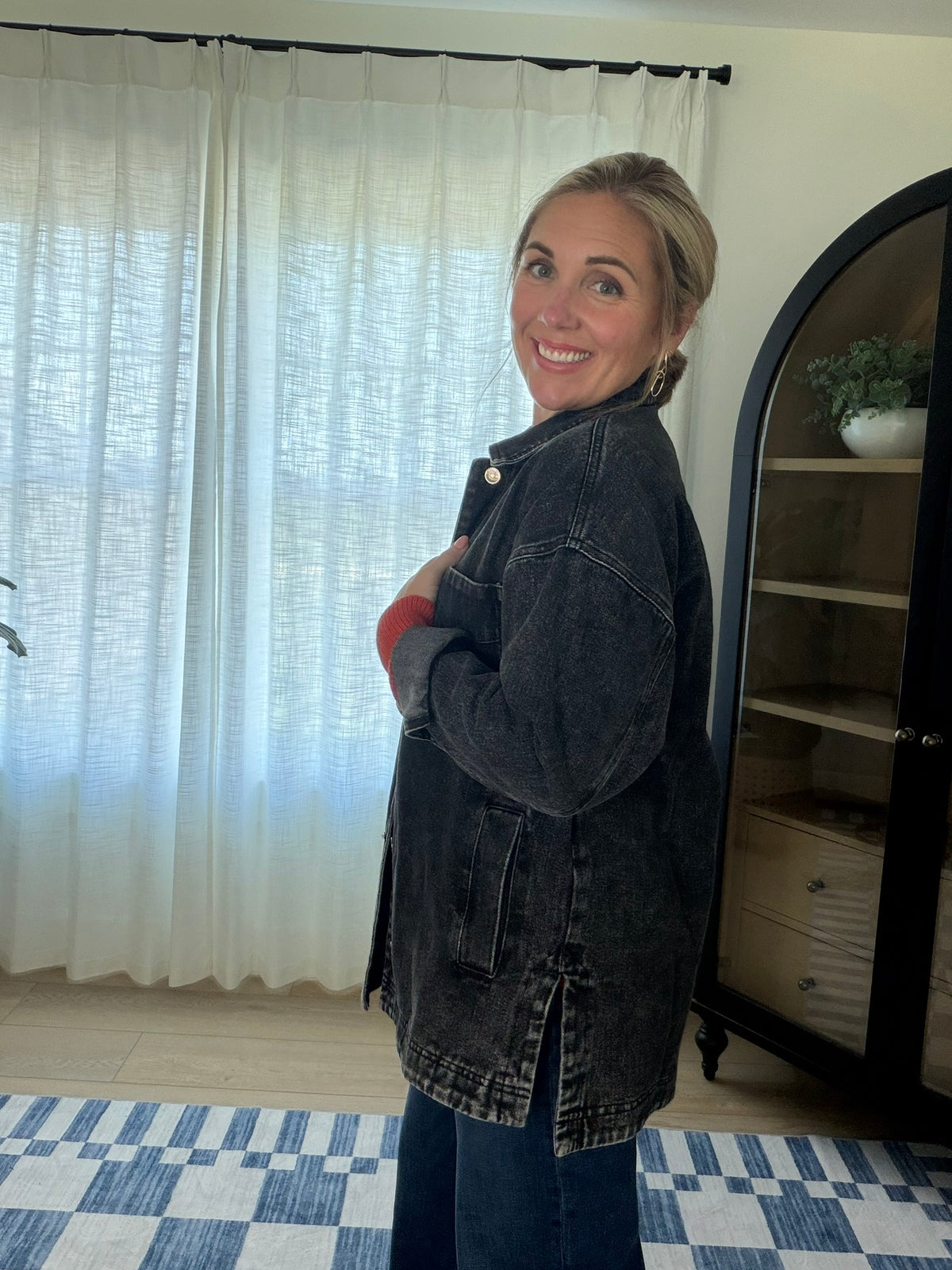 The Lennox Washed Black Denim Shacket