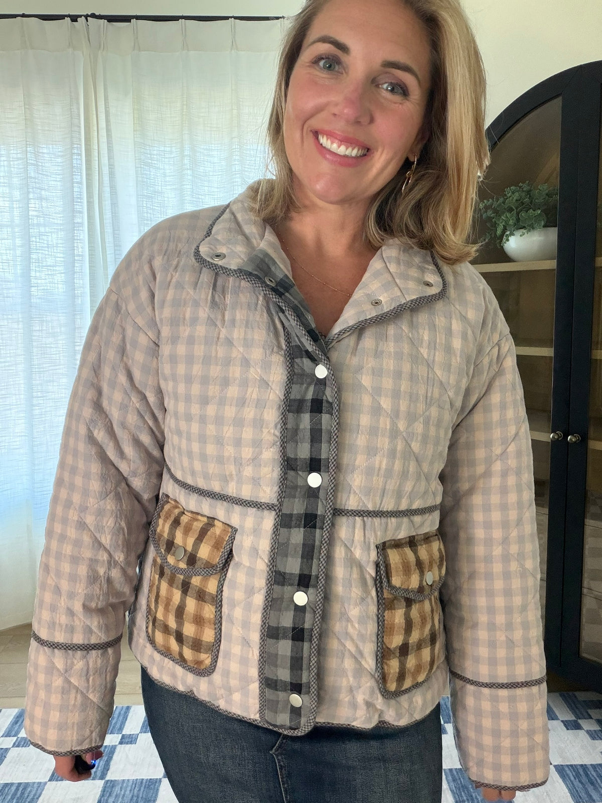 Mixed Plaid Quilted Jacket