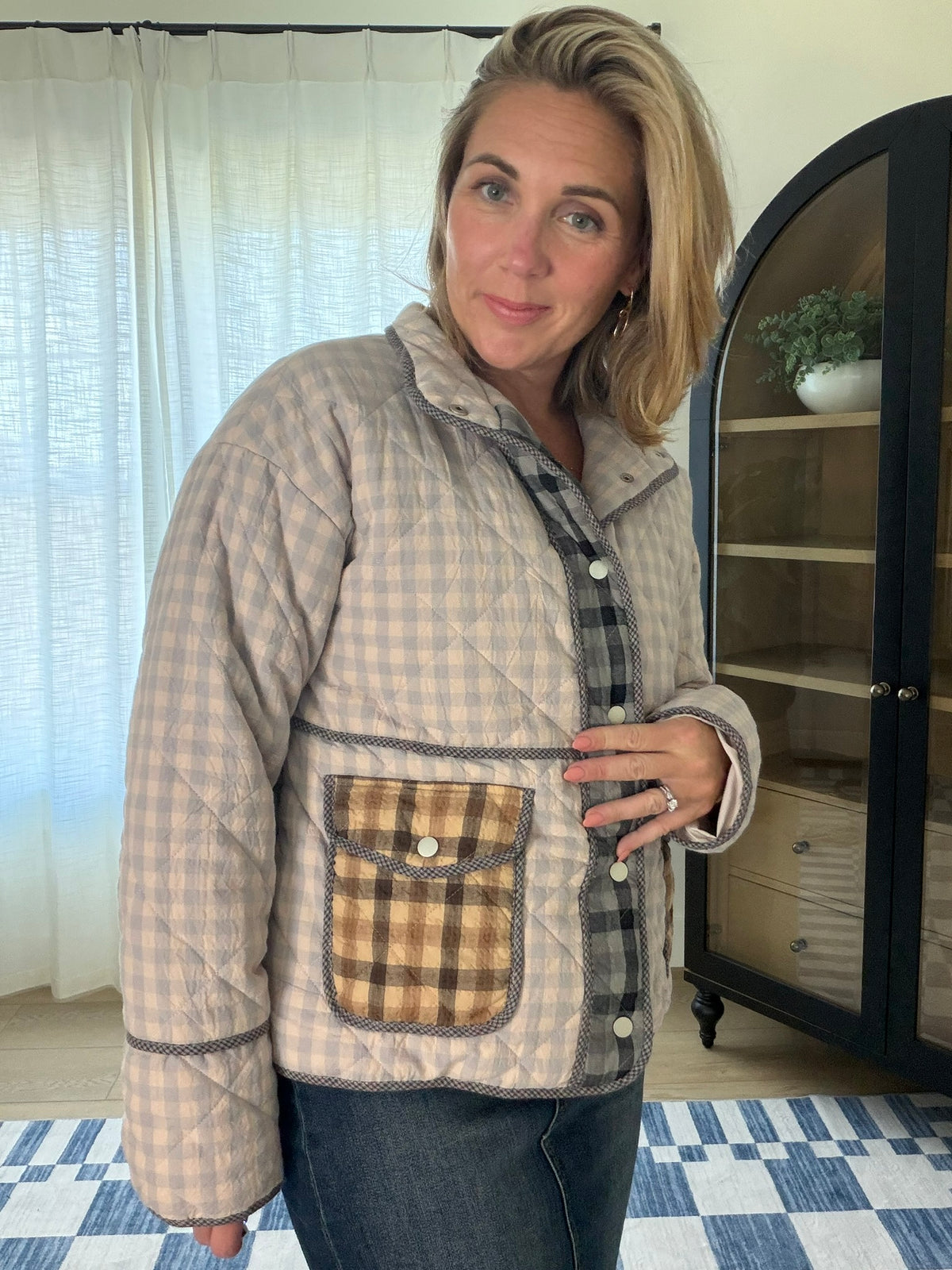 Mixed Plaid Quilted Jacket
