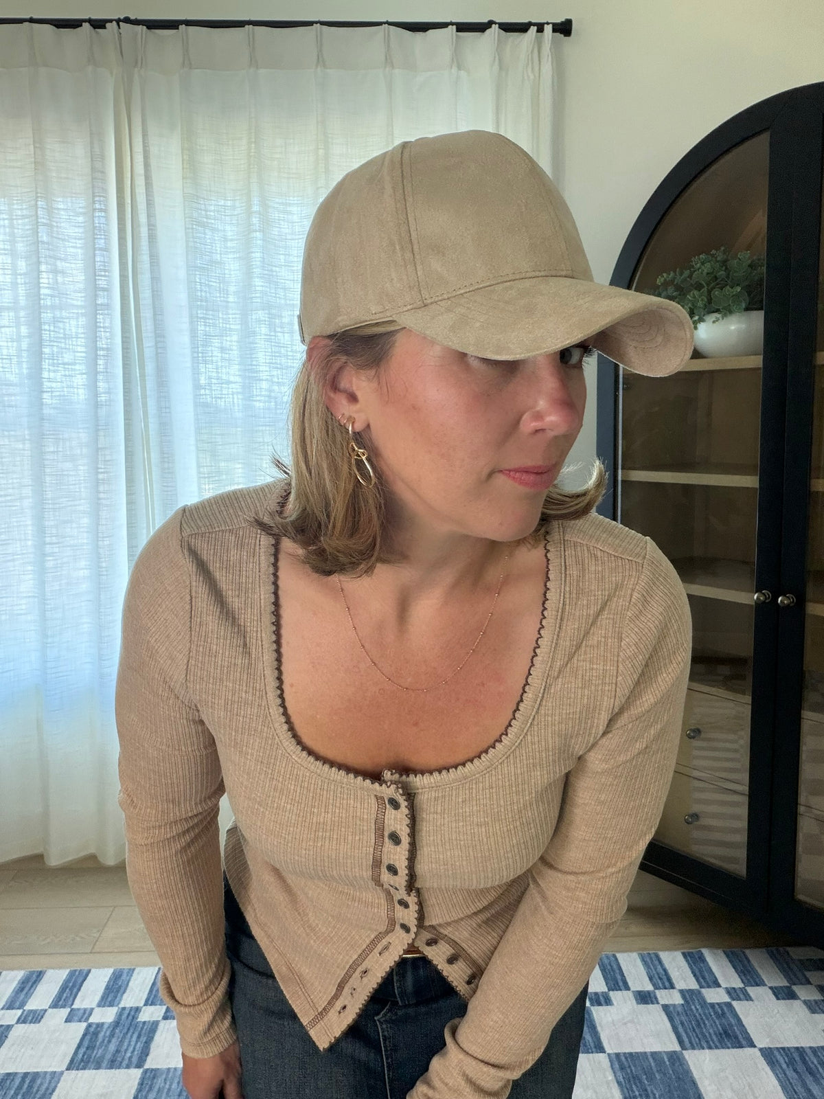 The Weekend Edit Faux Suede Baseball Cap
