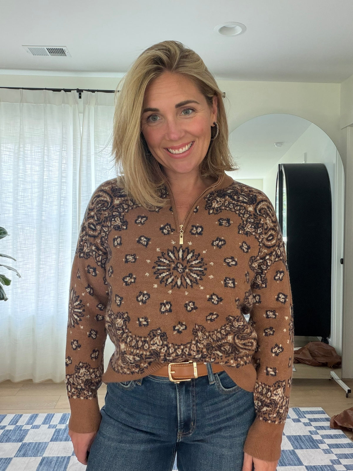 The Rowan Bandana Print Sweater