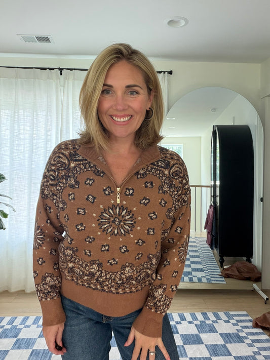 The Rowan Bandana Print Sweater