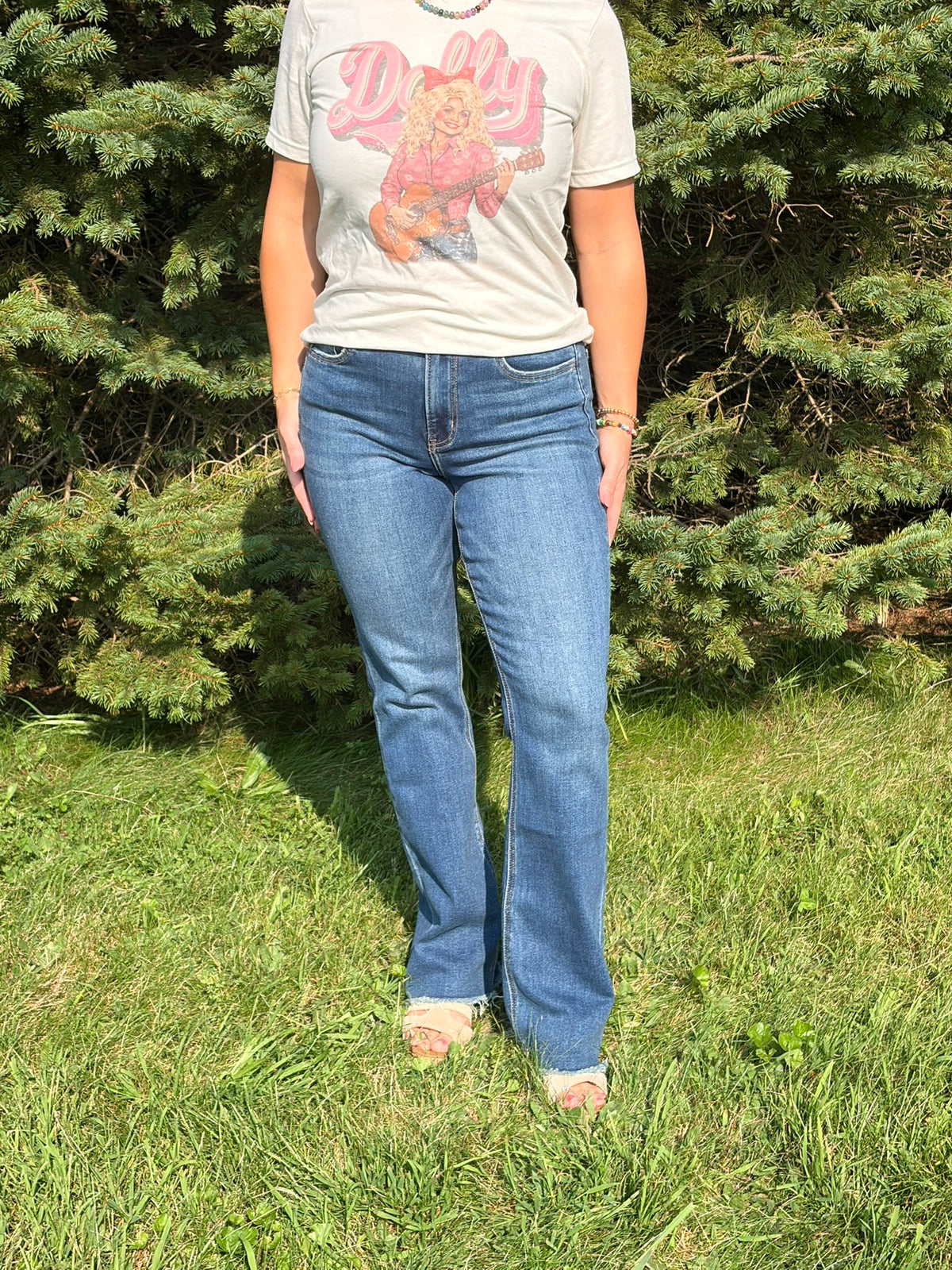 The Avery High Rise Raw Hem Bootcut Jeans