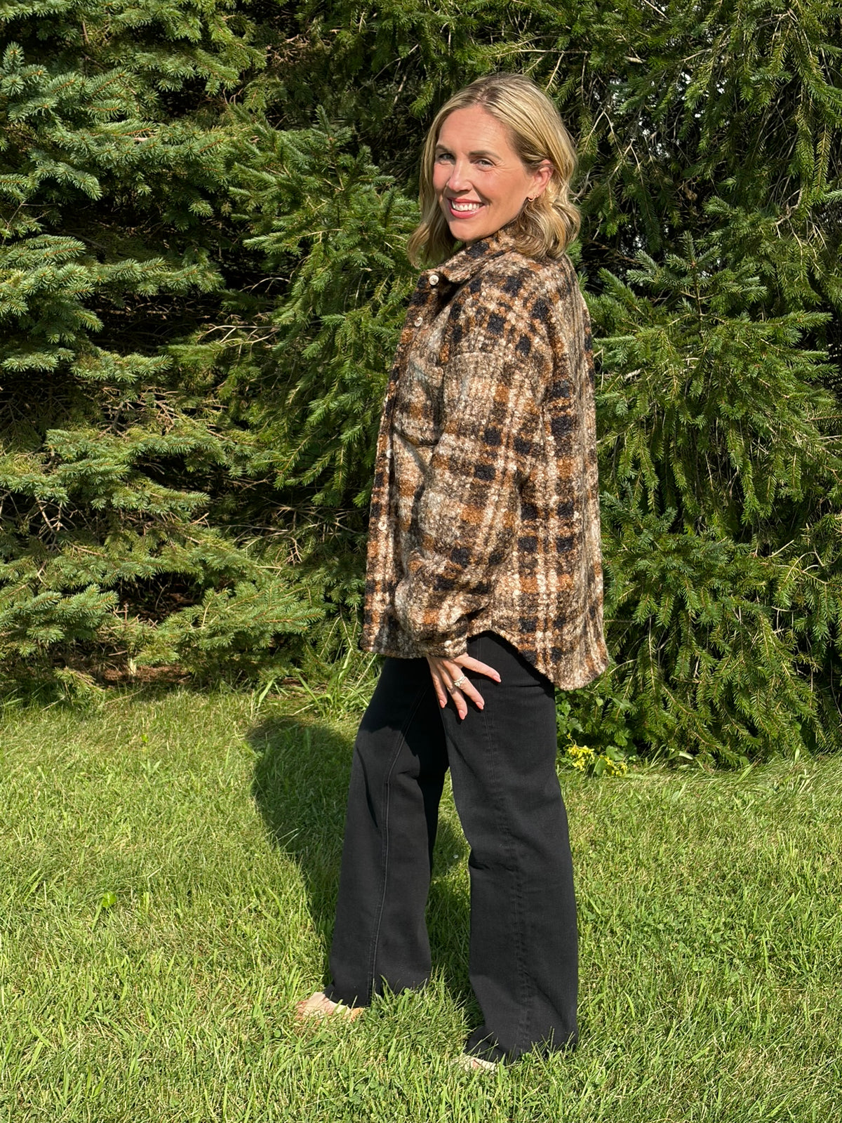 The Oakley Plaid Bouclé Shacket