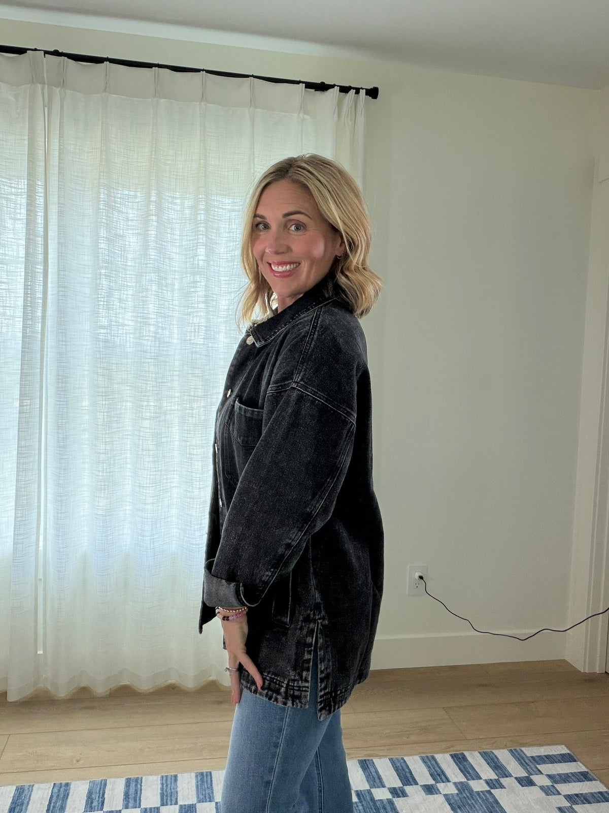 The Lennox Washed Black Denim Shacket