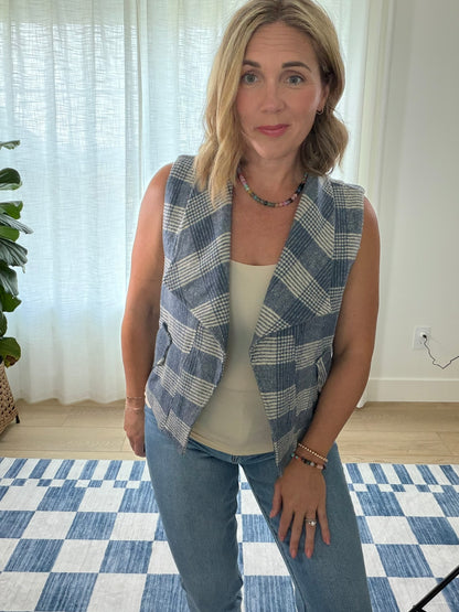 Plaid Draped Vest