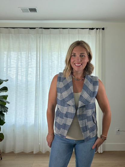 Plaid Draped Vest