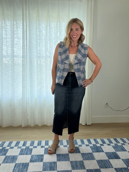 Plaid Draped Vest