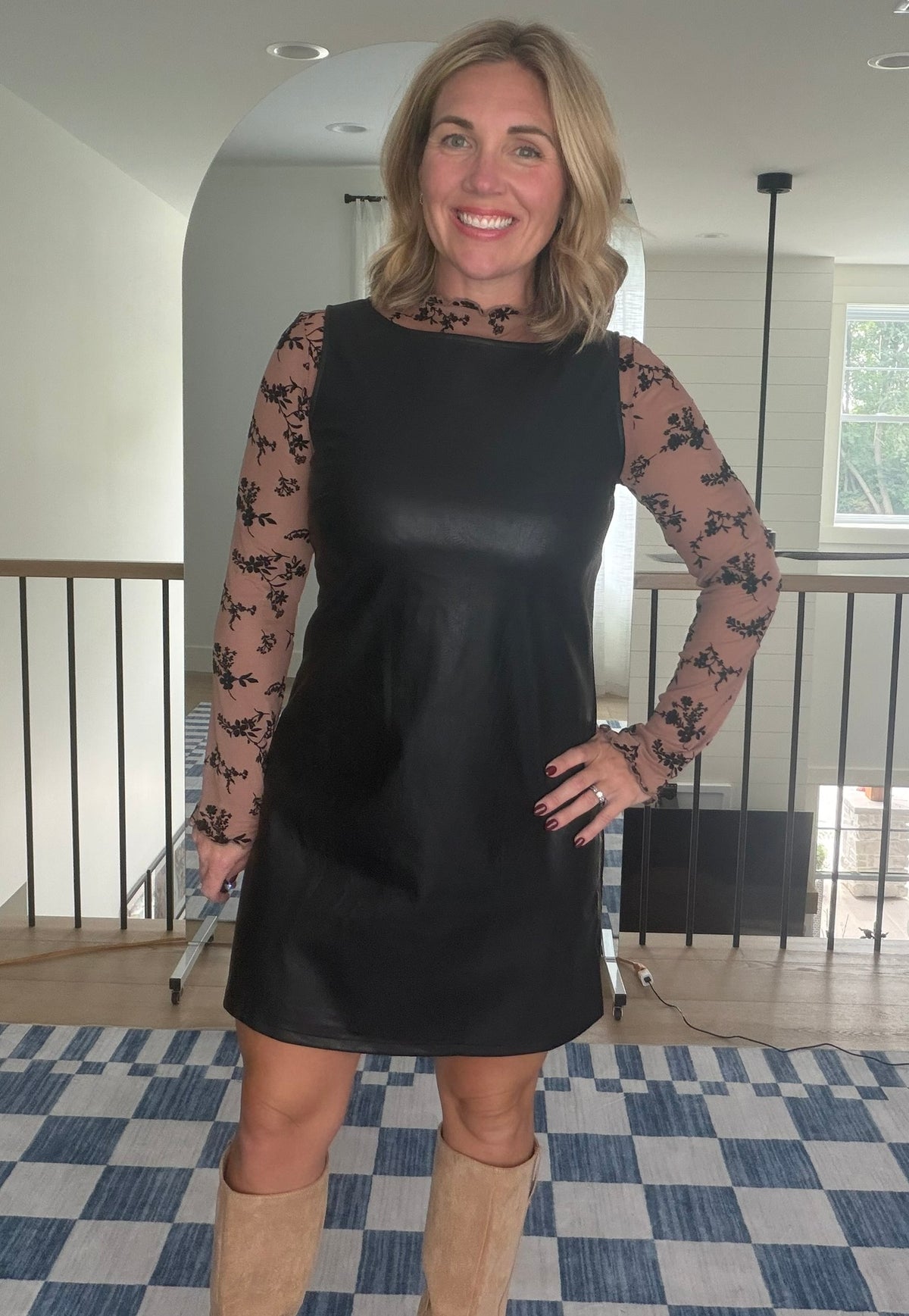 The Perfect Faux Leather Shift Dress