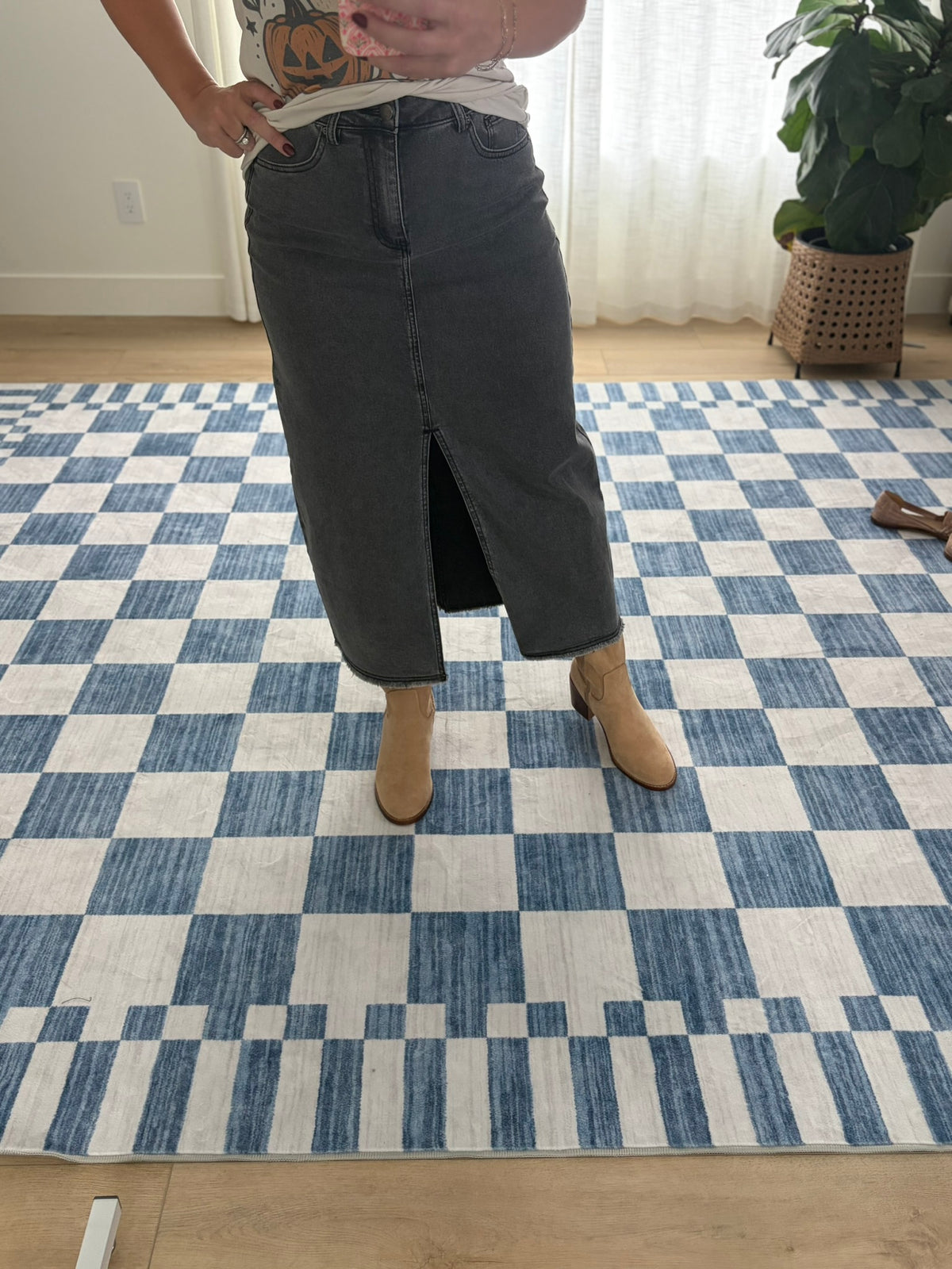 The Slate Denim Maxi Skirt