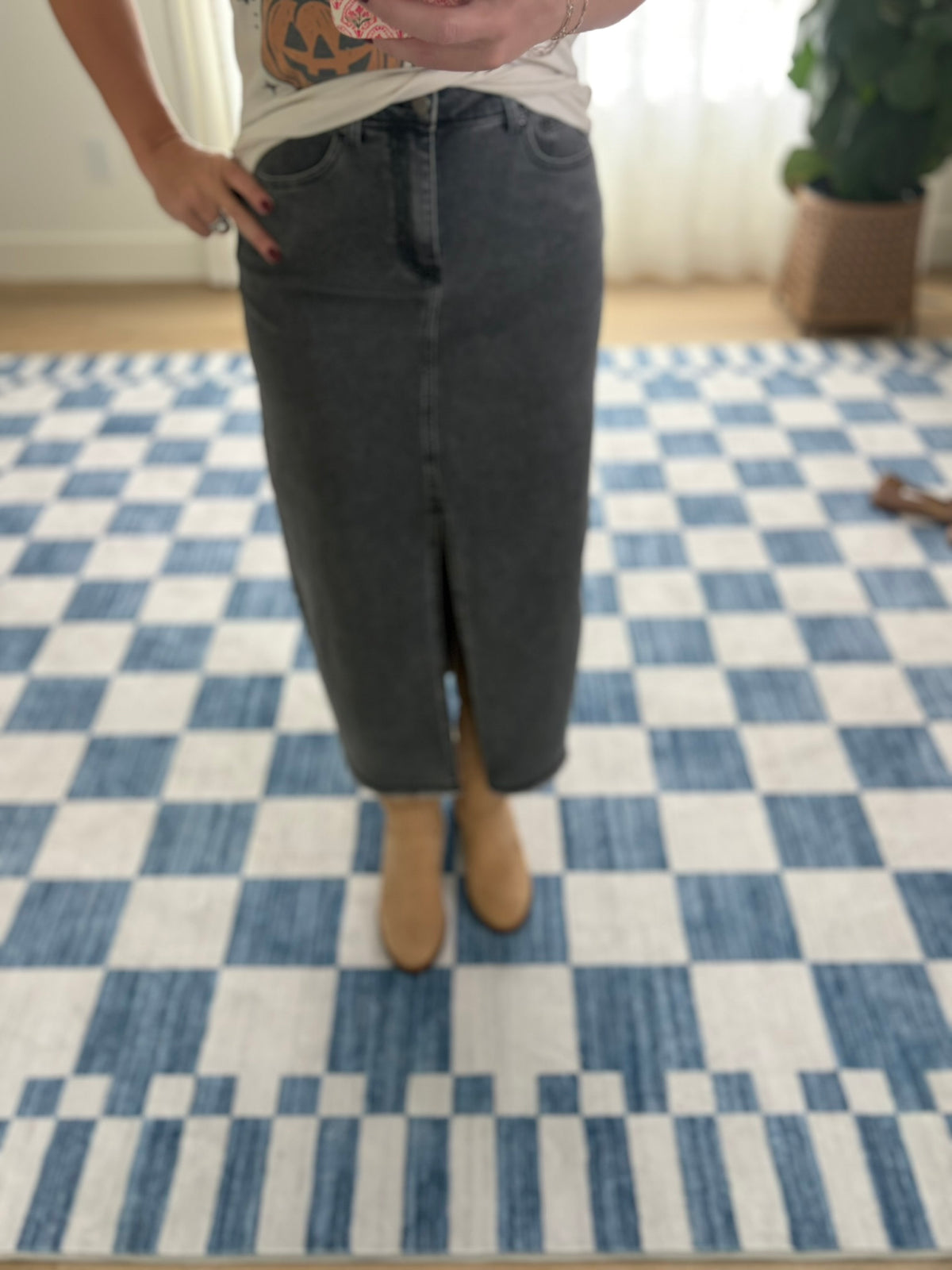 The Slate Denim Maxi Skirt