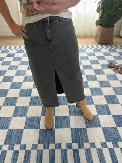The Slate Denim Maxi Skirt