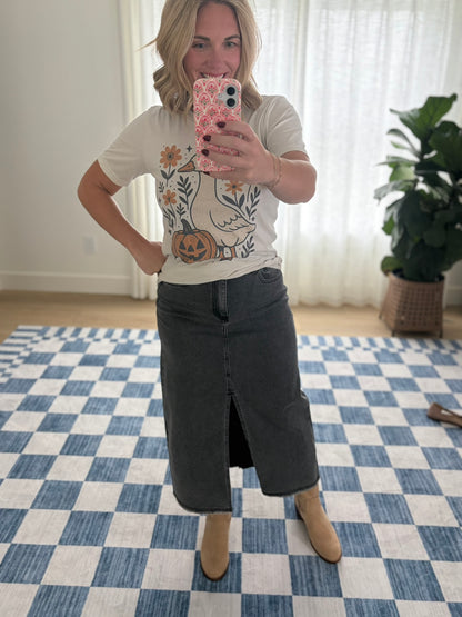 The Slate Denim Maxi Skirt