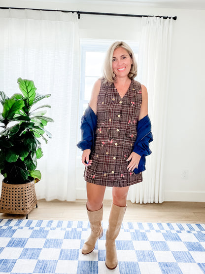 The Tessa Embroidered Plaid Dress