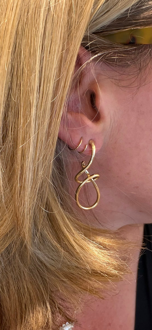 Gold Abstract Swirl Statement Earrings